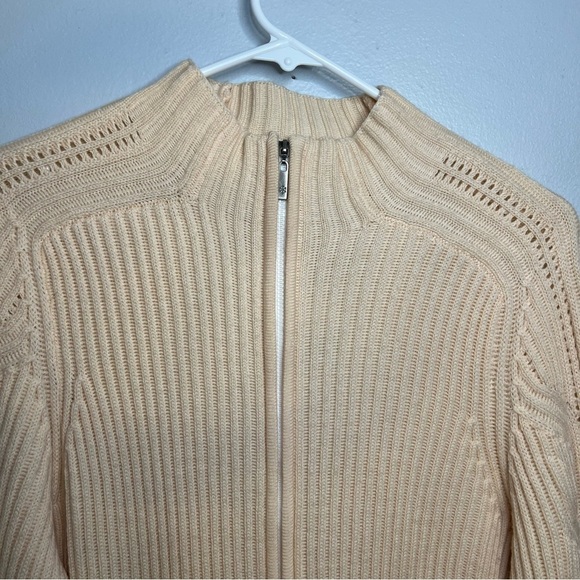 New Petite Sophisticate Womens Merino Wool Full Zip Cardigan Sz M Italian Cream - Picture 2 of 14